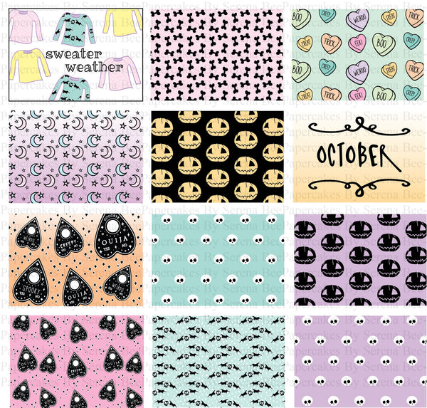 Spooky Pastel Printable Scrapbook Collection, October Daily. Papercakes by Serena Bee