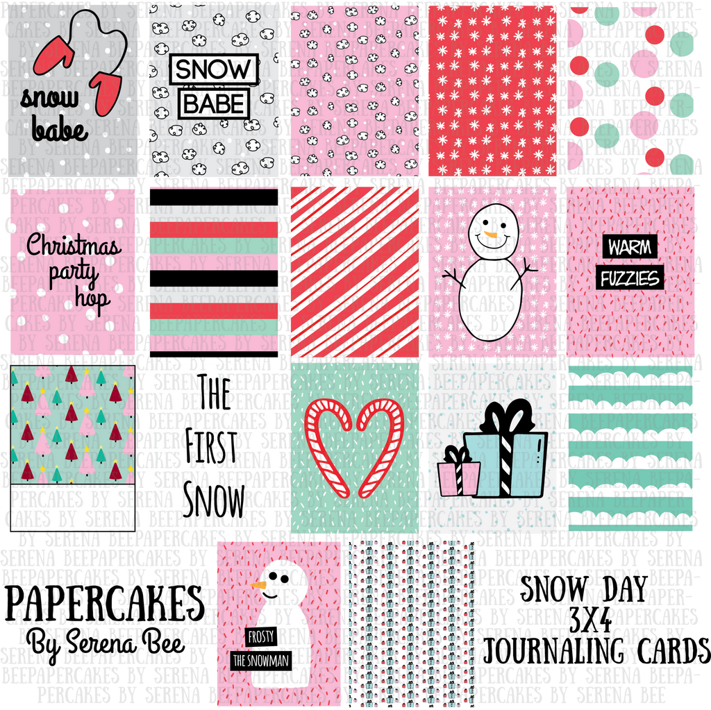 snow day 3x4 journaling cards. papercakes by serena bee