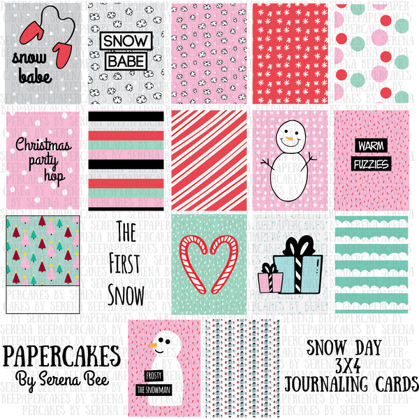 snow day 3x4 journaling cards. papercakes by serena bee
