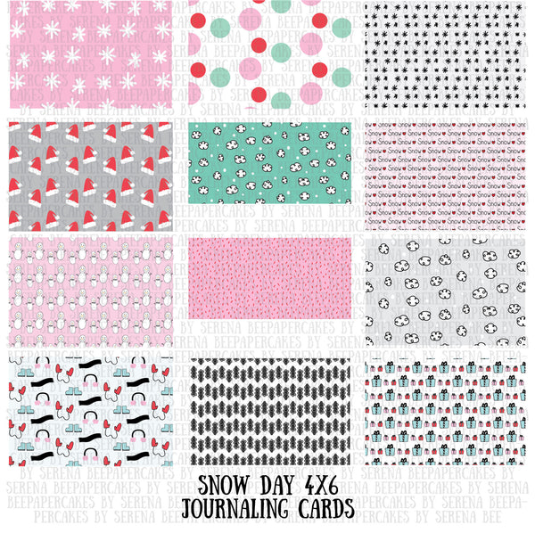 snow day 4x6 journaling cards. papercakes by serena bee