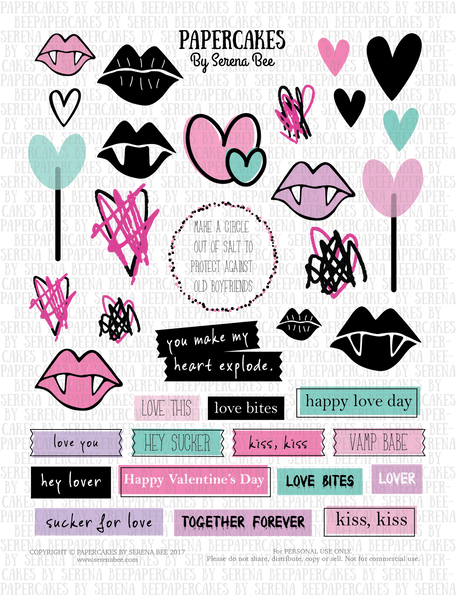 love bites collection element sheet. Papercakes by Serena Bee. www.serenabee.com