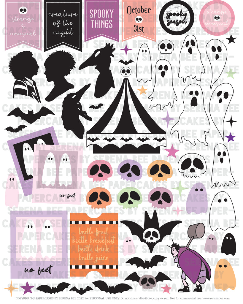 Beetleween Elements 02: Die Cuts + Labels