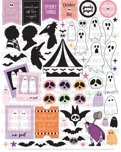 Beetleween Elements 02: Die Cuts + Labels