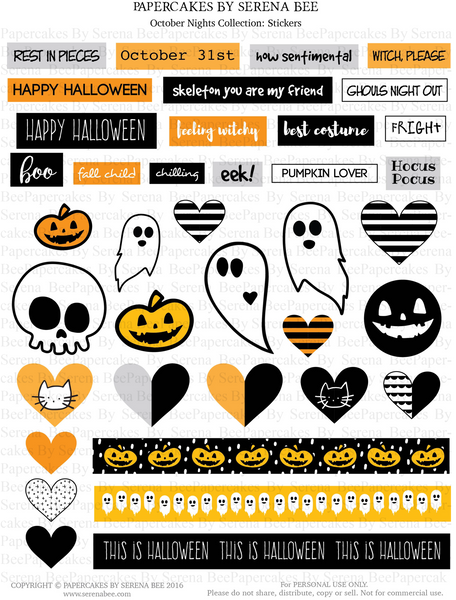October Nights Printable Scrapbook Collection, October Daily. Papercakes by Serena Bee
