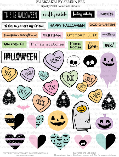 Spooky Pastel Printable Scrapbook Collection, October Daily. Papercakes by Serena Bee