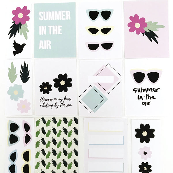 Bright Summer- Journaling Cards + Elements