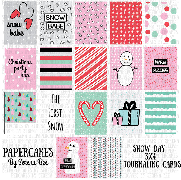 snow day 3x4 journaling cards. papercakes by serena bee
