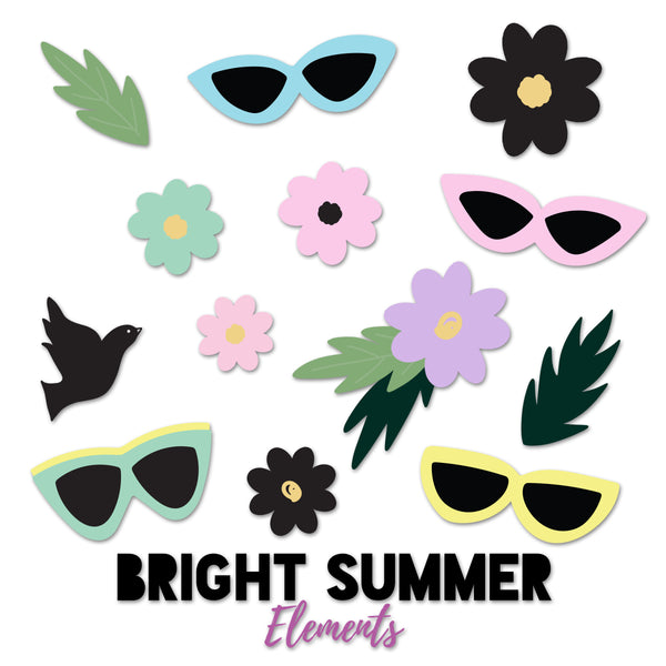 Bright Summer- Journaling Cards + Elements