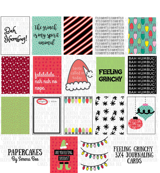feeling grinchy journaling 3x4 cards. papercakes by serena bee
