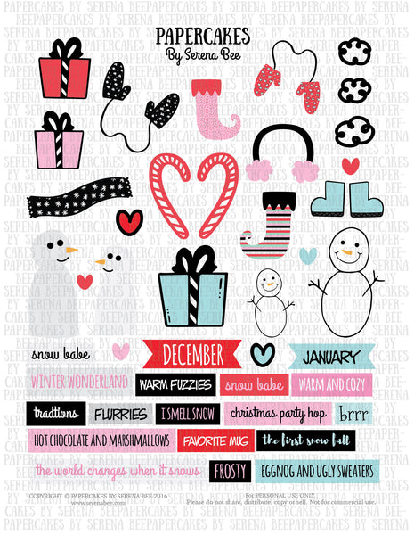 snow day element sheet. papercakes by serena bee