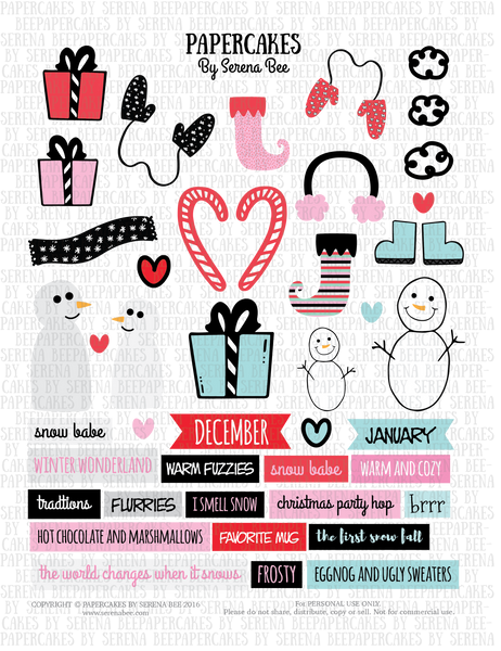 snow day element sheet. papercakes by serena bee